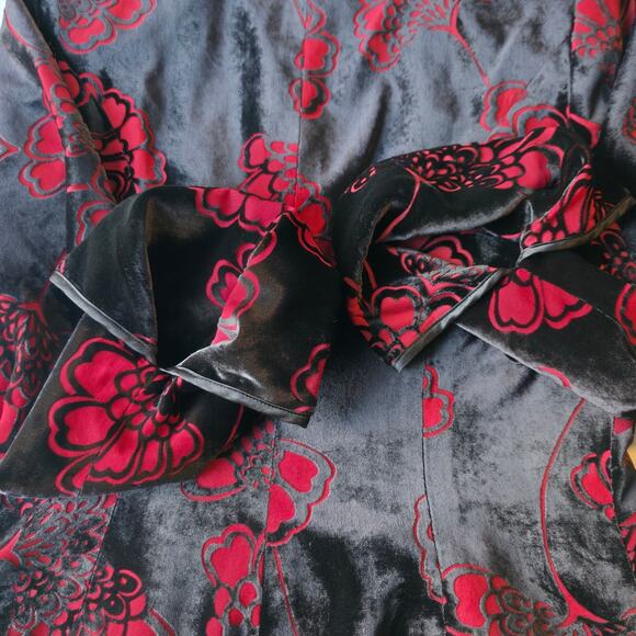 Romantic Goth Silk Blend Velvet Burnout Evening Jacket Floral Statement - Picture 15 of 15